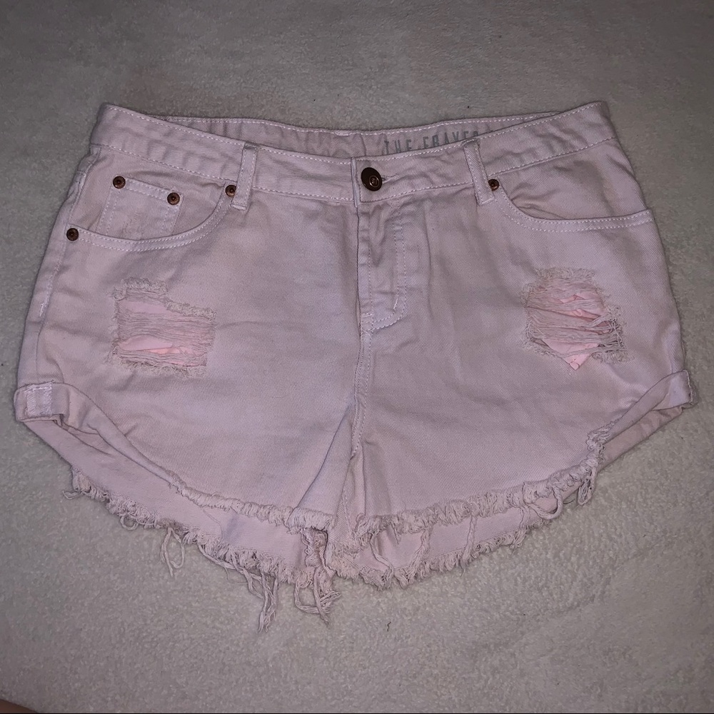 Pale Pink Frayed Shorts